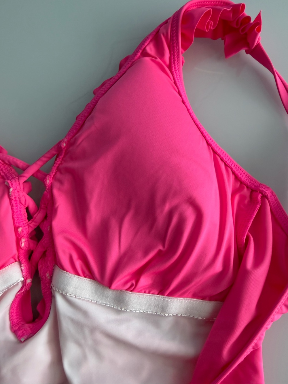 La Blanca Women's Pink Island Goddess Ruffle Plunge One-Piece Swimsuit Size 4 - Picture 9 of 13